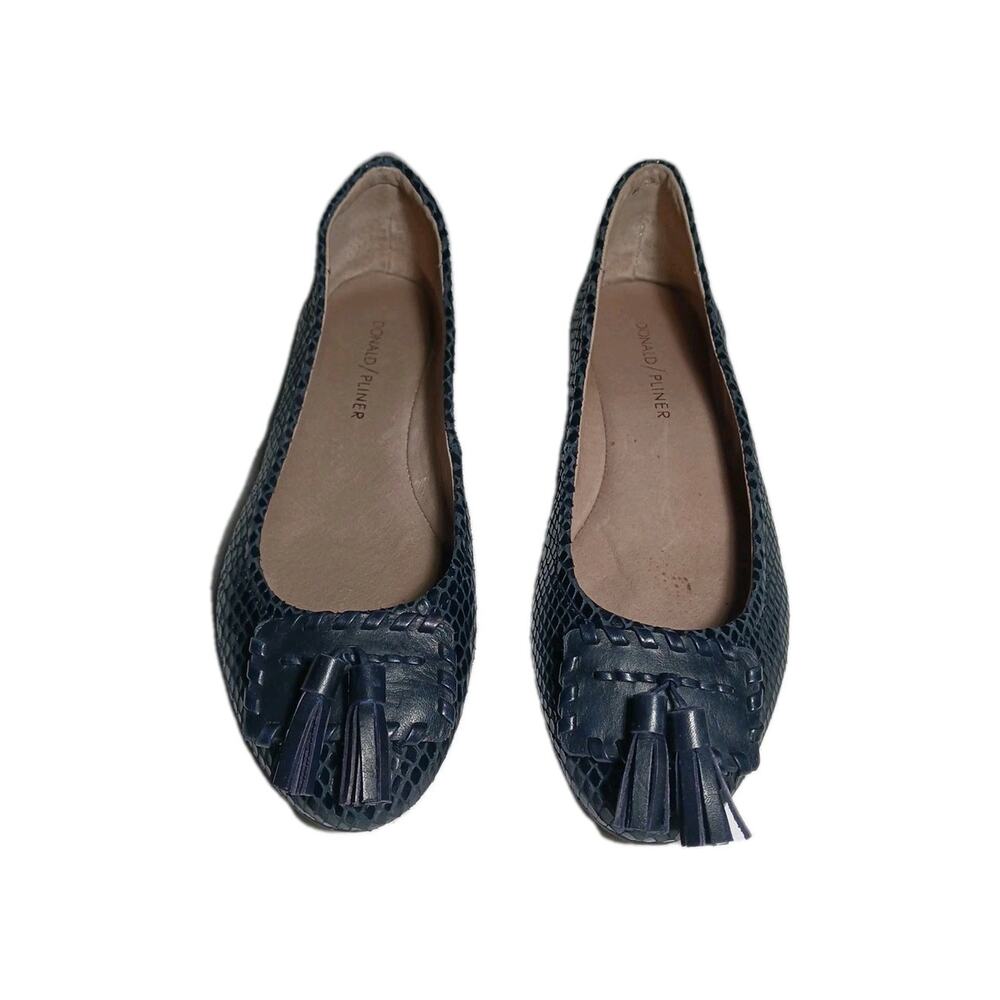 Donald Pliner Pippa Snake Print Navy Blue Flats Women's Size 6.5M Leather
